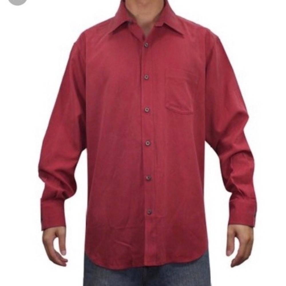 Tommy Bahama Red 100% Silk Shirt, Size Large